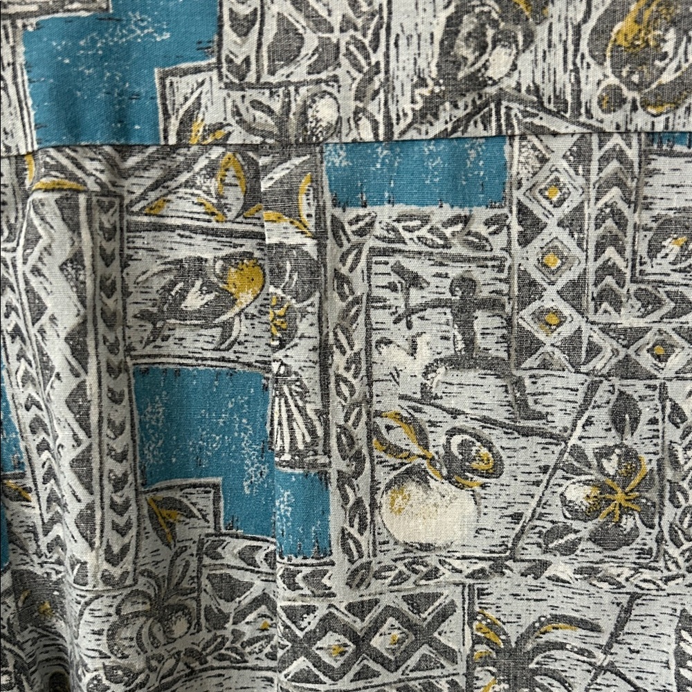 Vintage Nui Nalu Hawaiian Shirt Men's Large Teal/Gray Short-Sleeve Resort Wear - Picture 7 of 12